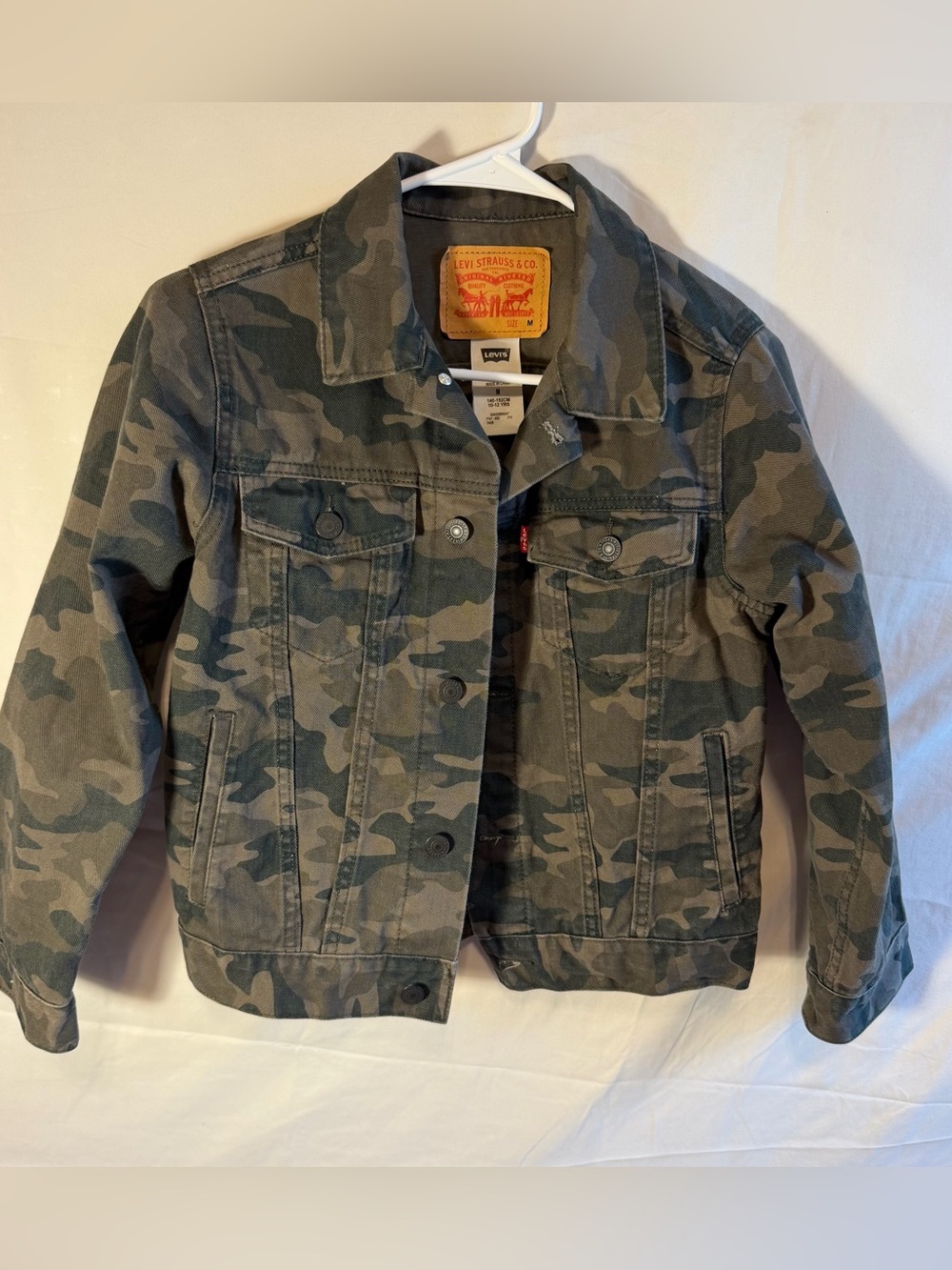 Levi’s Camo Trucker Jacket Youth M 10-12 Grunge Y2K Utility